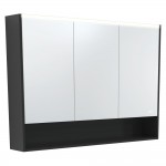 Fie LED Mirror Cabinet with Display Shelf & Matte Black Side Panels 1200